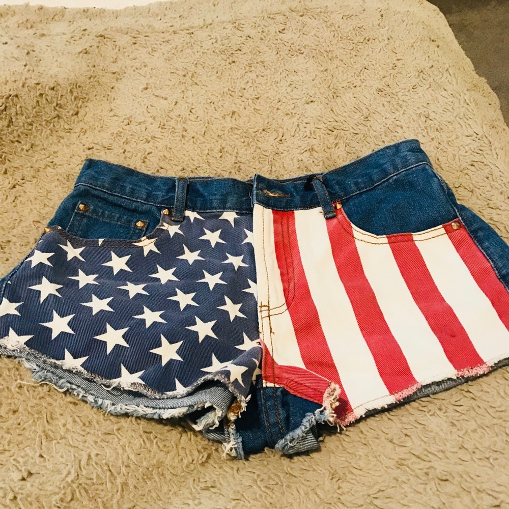 Jean Shorts American Flag